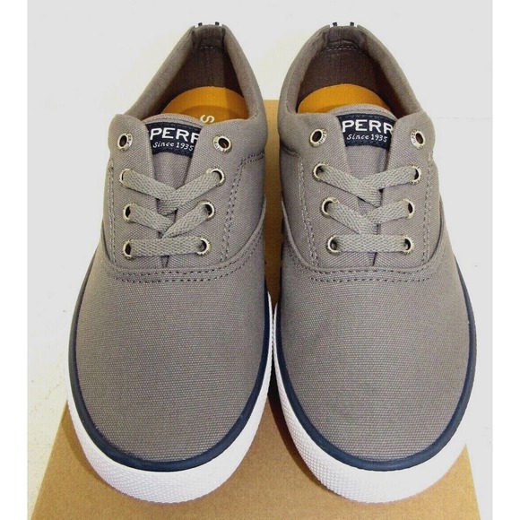 Men's Sperry Top-Sider Striper II CVO Grey Canvas Lace Up Low Top Sneakers WIDE - Picture 2 of 5